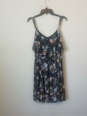 Torrid Gray Floral Flounce Cami Mini Dress Plus Size 1 / 1X 14 16